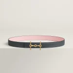 H Equestre belt buckle & Reversible leather strap 24 mm - Image 2